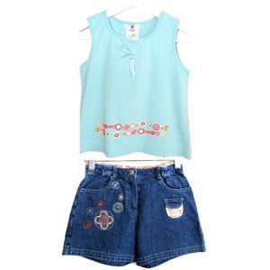 Deux par Deux dots & denim Shorts w/ matching top